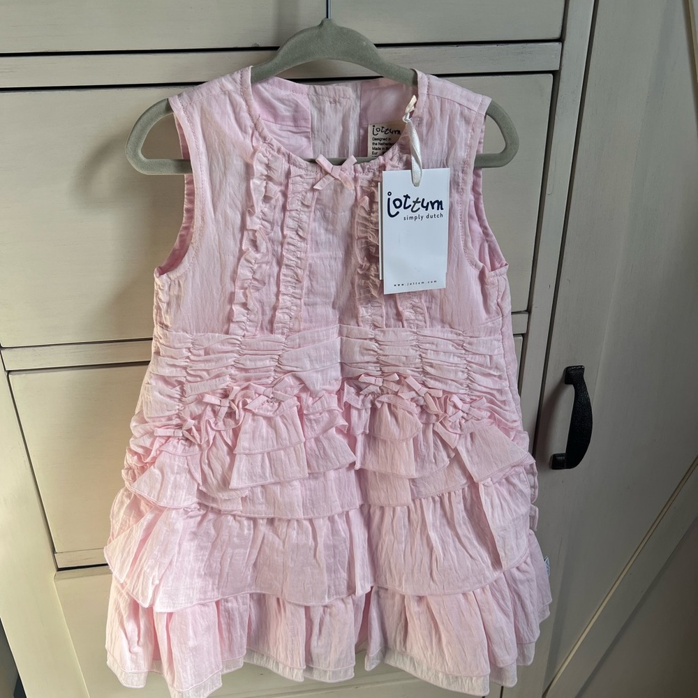 Jottum Pink Ruffled Sleeveless Dress